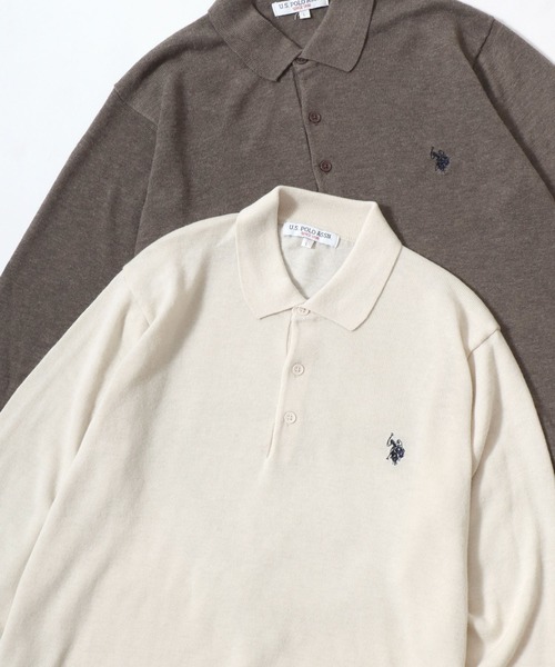 U.S. POLO ASSN.(ユーエスポロアッスン)の「U.S. POLO ASSN./ユーエスポロアッスン ウール混 ハイゲージニット ロゴ ワンポイント刺繍 ポロ セーター/レディース メンズ(ニット/セーター・メンズ・ブラック/ネイビー/グレー/アイボリー/モカ・LL/M/L)」の1枚目の写真