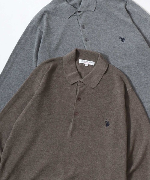 U.S. POLO ASSN.(ユーエスポロアッスン)の「U.S. POLO ASSN./ユーエスポロアッスン ウール混 ハイゲージニット ロゴ ワンポイント刺繍 ポロ セーター/レディース メンズ(ニット/セーター・メンズ・ブラック/ネイビー/グレー/アイボリー/モカ・LL/M/L)」の4枚目の写真