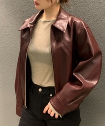 フェイクレザー ジップアップジャケット