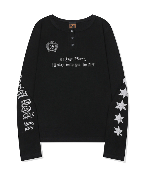 IFYOUWANT(イフユーウォント)の「ステイフォーエバー ヘンリーロングスリーブ ブラック(Tシャツ/カットソー・レディース・その他・FREE)」の2枚目の写真