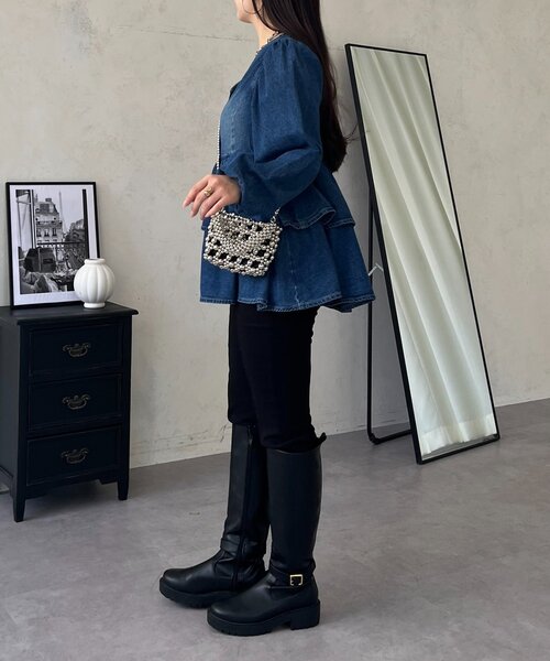 prose verse(プロズヴェール)の「ダブルフリルデニムペプラムブラウス(シャツ/ブラウス・レディース・ブルー・LARGE/MEDIUM/SMALL)」の13枚目の写真