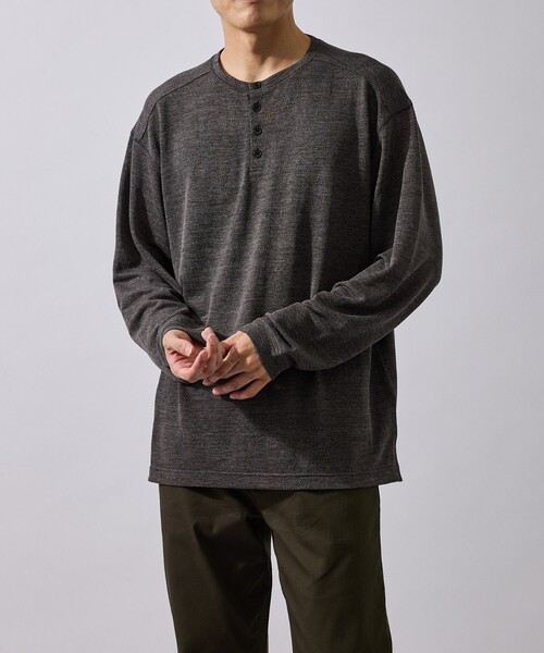 ADAM ET ROPE'（アダムエロペ）の「ヘンリーネックプルオーバー（Tシャツ/カットソー・メンズ・ダークブラウン/ブラック・L/M/LL）」の6枚目の写真