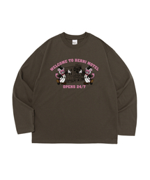ペットハウス グラフィック ロングスリーブ Tシャツ (カーキ)