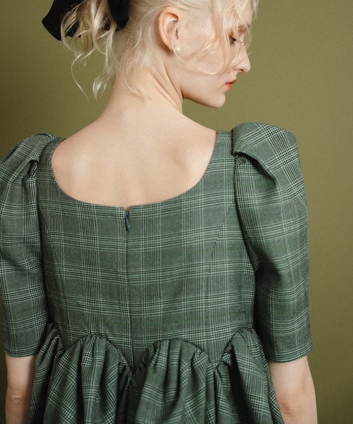 et.UNiVER(エトユニベール)の「check tulle Dress(ドレス・レディース・グリーン/ベージュ/ブラウン・SMALL/MEDIUM/LARGE)」の10枚目の写真