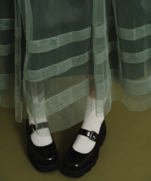 et.UNiVER(エトユニベール)の「check tulle Dress(ドレス・レディース・グリーン/ベージュ/ブラウン・SMALL/MEDIUM/LARGE)」の13枚目の写真