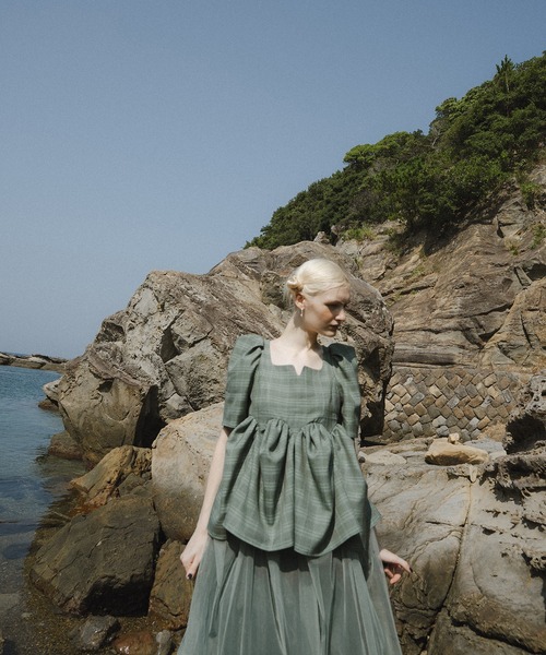 et.UNiVER(エトユニベール)の「check tulle Dress(ドレス・レディース・グリーン/ベージュ/ブラウン・SMALL/MEDIUM/LARGE)」の20枚目の写真