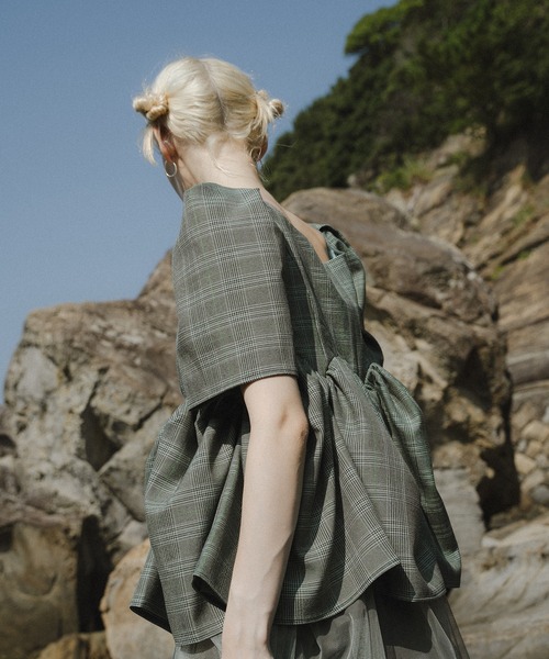 et.UNiVER(エトユニベール)の「check tulle Dress(ドレス・レディース・グリーン/ベージュ/ブラウン・SMALL/MEDIUM/LARGE)」の22枚目の写真