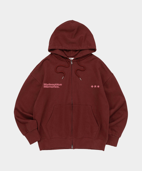 mydeepbluememories(マイディープブルーメモリーズ)の「(zp) MM シンボルロゴ 2WAY ジップアップ (バーガンディ)(パーカー・レディース・バーガンディー・1/2)」の2枚目の写真