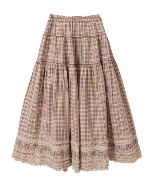 PINK HOUSE(ピンクハウス)の「ハートロゴジャガードチェックスカート(スカート・レディース・ブラック/ベージュ/ネイビー/レッド・フリー)」の6枚目の写真