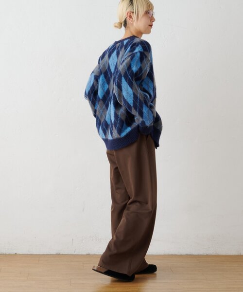GEVACO(ゲバコ)の「【GEVACO】アーガイル柄シャギーニットカーデ(カーディガン/ボレロ・メンズ・イエロー/ネイビー・MEDIUM/LARGE)」の10枚目の写真