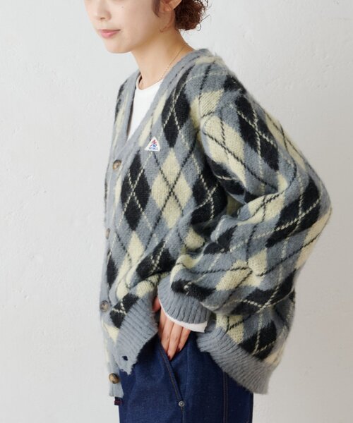 GEVACO(ゲバコ)の「【GEVACO】アーガイル柄シャギーニットカーデ(カーディガン/ボレロ・メンズ・イエロー/ネイビー・MEDIUM/LARGE)」の12枚目の写真