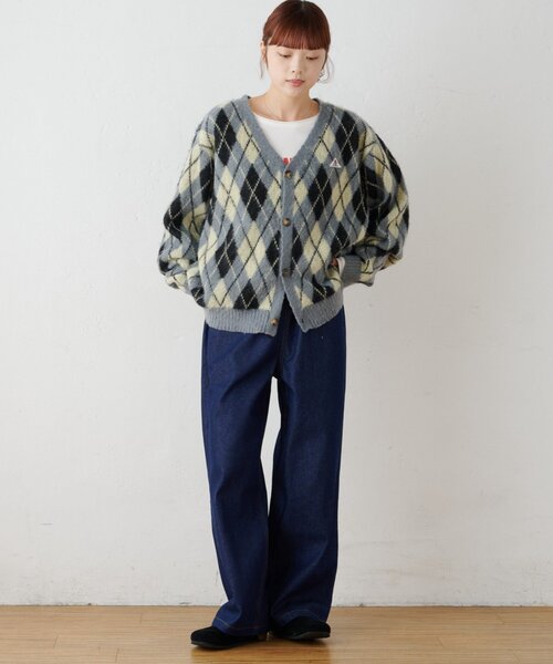 GEVACO(ゲバコ)の「【GEVACO】アーガイル柄シャギーニットカーデ(カーディガン/ボレロ・メンズ・イエロー/ネイビー・MEDIUM/LARGE)」の15枚目の写真