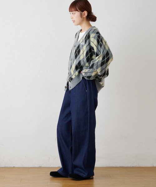 GEVACO(ゲバコ)の「【GEVACO】アーガイル柄シャギーニットカーデ(カーディガン/ボレロ・メンズ・イエロー/ネイビー・MEDIUM/LARGE)」の16枚目の写真