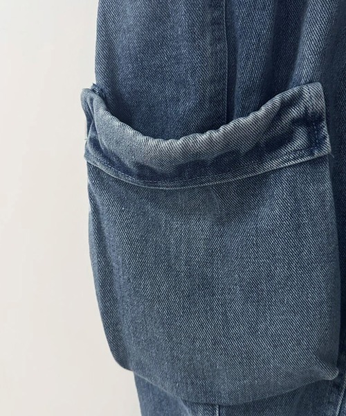 Doux Belle（ドゥーベル）の「ワイドカーゴデニムパンツ（デニムパンツ・レディース・ブラック/ブルー・SMALL/LARGE/MEDIUM/X-LARGE）」の9枚目の写真