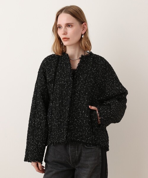 allureville（アルアバイル）の「ツイードノーカラージャケット（ノーカラージャケット・レディース・ブラック/オフホワイト・1/2）」の7枚目の写真