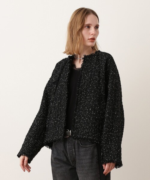 allureville（アルアバイル）の「ツイードノーカラージャケット（ノーカラージャケット・レディース・ブラック/オフホワイト・1/2）」の8枚目の写真