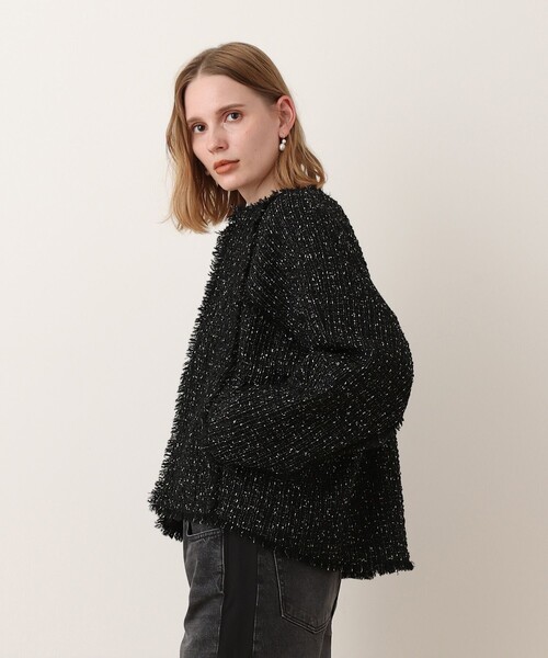 allureville（アルアバイル）の「ツイードノーカラージャケット（ノーカラージャケット・レディース・ブラック/オフホワイト・1/2）」の9枚目の写真