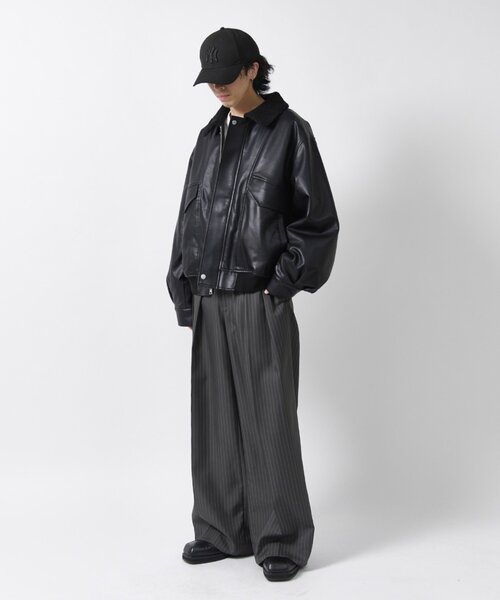 Lui's(ルイス)の「【Neucon】SHERPA COLLAR VOLUME A-2 BLOUSON / 2WAY襟ボアボリュームレザーA2ブルゾン / ジャケット(ブルゾン・メンズ・ブラック/ダークブラウン・1/2)」の3枚目の写真