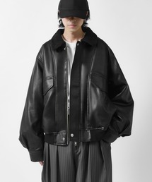 【Neucon】SHERPA COLLAR VOLUME A-2 BLOUSON / 2WAY襟ボアボリュームレザーA2ブルゾン / ジャケット