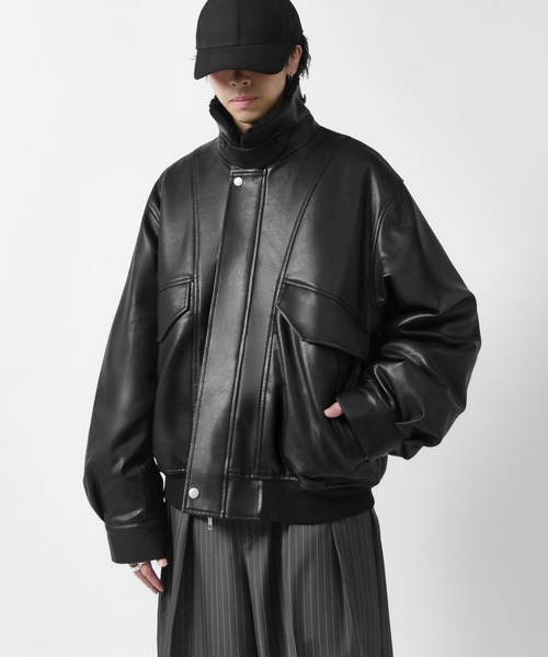 Lui's(ルイス)の「【Neucon】SHERPA COLLAR VOLUME A-2 BLOUSON / 2WAY襟ボアボリュームレザーA2ブルゾン / ジャケット(ブルゾン・メンズ・ブラック/ダークブラウン・1/2)」の13枚目の写真