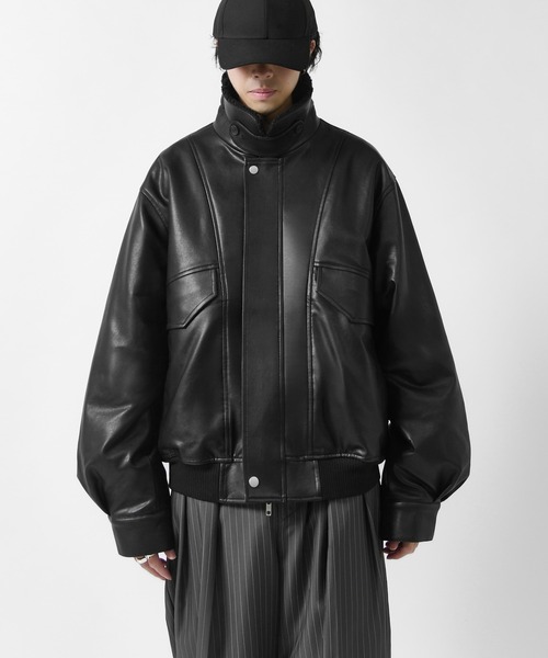 Lui's(ルイス)の「【Neucon】SHERPA COLLAR VOLUME A-2 BLOUSON / 2WAY襟ボアボリュームレザーA2ブルゾン / ジャケット(ブルゾン・メンズ・ブラック/ダークブラウン・1/2)」の12枚目の写真