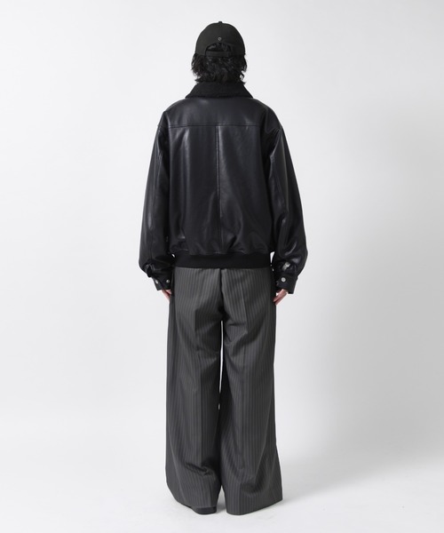 Lui's(ルイス)の「【Neucon】SHERPA COLLAR VOLUME A-2 BLOUSON / 2WAY襟ボアボリュームレザーA2ブルゾン / ジャケット(ブルゾン・メンズ・ブラック/ダークブラウン・1/2)」の17枚目の写真