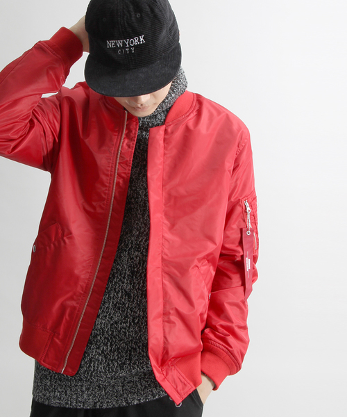 WEGO(ウィゴー)の「WEGO/ナイロンMA-1(MA-1・メンズ・ゴールド/レッド/ブラック/カーキ/ワイン/ネイビー・LARGE/MEDIUM)」の1枚目の写真