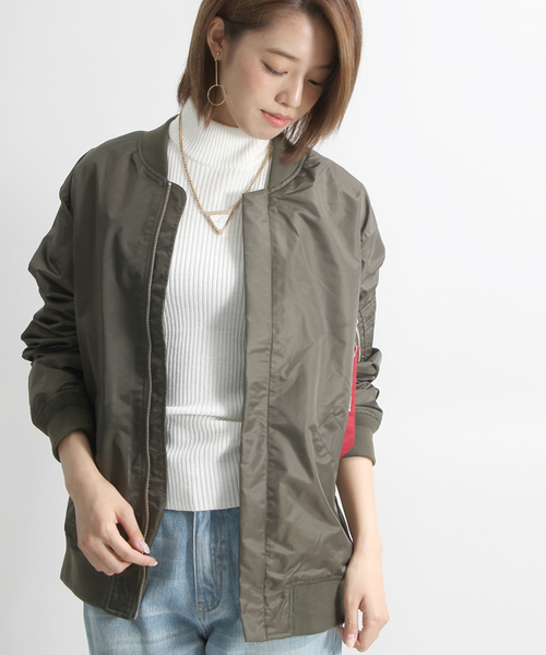 WEGO(ウィゴー)の「WEGO/ナイロンMA-1(MA-1・メンズ・ゴールド/レッド/ブラック/カーキ/ワイン/ネイビー・LARGE/MEDIUM)」の14枚目の写真