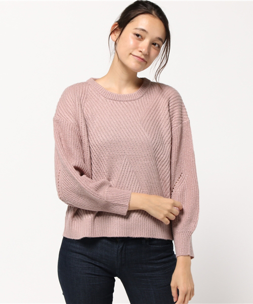 archives（アルシーヴ）の「模様編み＋片アゼ プルオーバー（ニット/セーター・レディース・ブラック/ピンク系その他/オフホワイト・MEDIUM）」の15枚目の写真