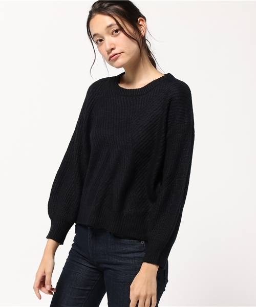 archives（アルシーヴ）の「模様編み＋片アゼ プルオーバー（ニット/セーター・レディース・ブラック/ピンク系その他/オフホワイト・MEDIUM）」の2枚目の写真