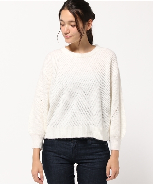 archives（アルシーヴ）の「模様編み＋片アゼ プルオーバー（ニット/セーター・レディース・ブラック/ピンク系その他/オフホワイト・MEDIUM）」の10枚目の写真