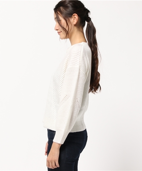 archives（アルシーヴ）の「模様編み＋片アゼ プルオーバー（ニット/セーター・レディース・ブラック/ピンク系その他/オフホワイト・MEDIUM）」の9枚目の写真