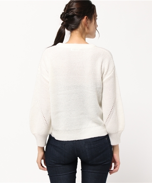 archives（アルシーヴ）の「模様編み＋片アゼ プルオーバー（ニット/セーター・レディース・ブラック/ピンク系その他/オフホワイト・MEDIUM）」の8枚目の写真