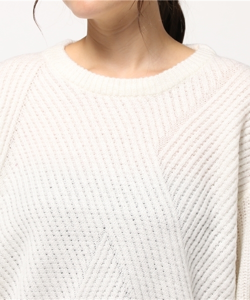 archives（アルシーヴ）の「模様編み＋片アゼ プルオーバー（ニット/セーター・レディース・ブラック/ピンク系その他/オフホワイト・MEDIUM）」の7枚目の写真