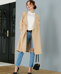 Luz Llena (philter) | ノーカラー・ロングトレンチコート(トレンチコート)