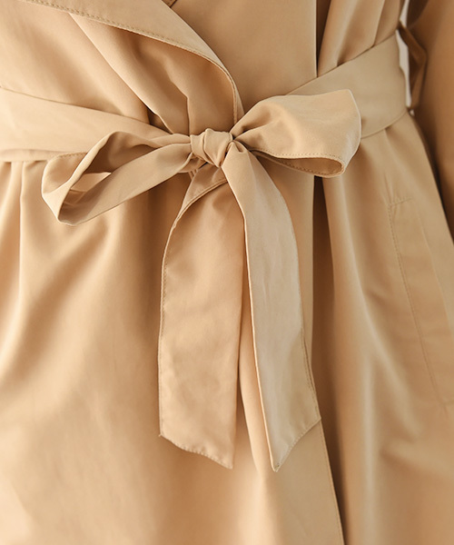 Luz Llena (philter)（ラズレナ　フィルター）の「ノーカラー・ロングトレンチコート（トレンチコート・レディース・ベージュ/グレイッシュベージュ/スモークピンク・LARGE/MEDIUM）」の11枚目の写真