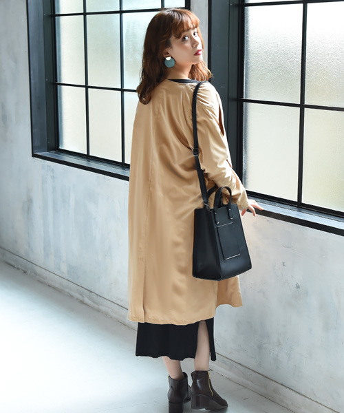 Luz Llena (philter)（ラズレナ　フィルター）の「ノーカラー・ロングトレンチコート（トレンチコート・レディース・ベージュ/グレイッシュベージュ/スモークピンク・LARGE/MEDIUM）」の20枚目の写真