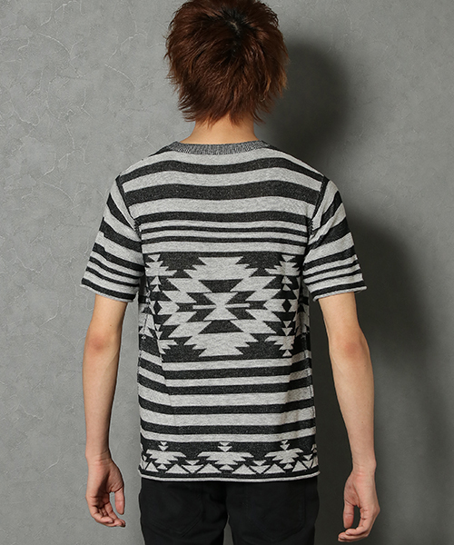 VENCEEXCHANGE（ヴァンスエクスチェンジ）の「麻タッチAオルテガCN半袖PO（Tシャツ/カットソー・メンズ・グレー/ブルー・LARGE/MEDIUM）」の5枚目の写真