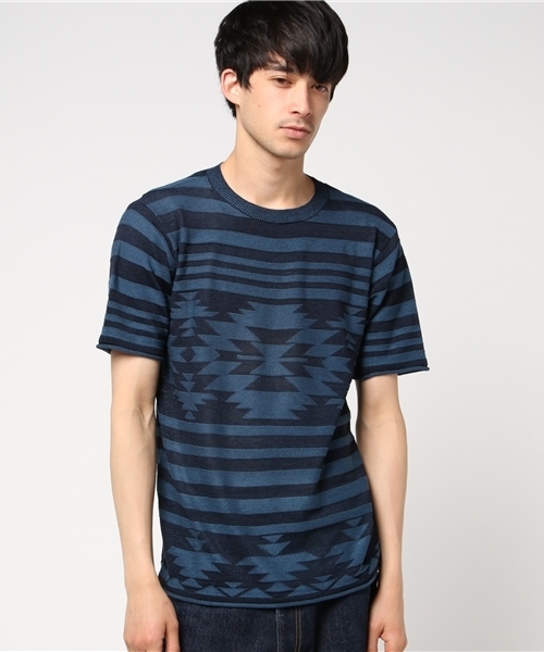 VENCEEXCHANGE（ヴァンスエクスチェンジ）の「麻タッチAオルテガCN半袖PO（Tシャツ/カットソー・メンズ・グレー/ブルー・LARGE/MEDIUM）」の2枚目の写真