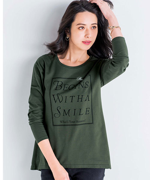 GeeRA（ジーラ）の「プリントロングＴシャツ（Tシャツ/カットソー・レディース・オフホワイト/グレー系その他/ホワイト系その他/ブラック系その他/カーキ・SMALL/LARGE/MEDIUM/X-LARGE）」の5枚目の写真