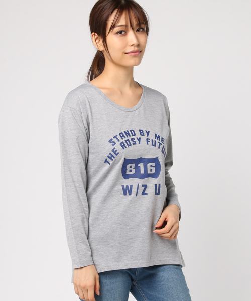 GeeRA（ジーラ）の「プリントロングＴシャツ（Tシャツ/カットソー・レディース・オフホワイト/グレー系その他/ホワイト系その他/ブラック系その他/カーキ・SMALL/LARGE/MEDIUM/X-LARGE）」の4枚目の写真