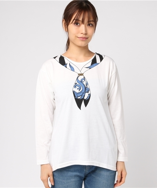 GeeRA（ジーラ）の「プリントロングＴシャツ（Tシャツ/カットソー・レディース・オフホワイト/グレー系その他/ホワイト系その他/ブラック系その他/カーキ・SMALL/LARGE/MEDIUM/X-LARGE）」の9枚目の写真