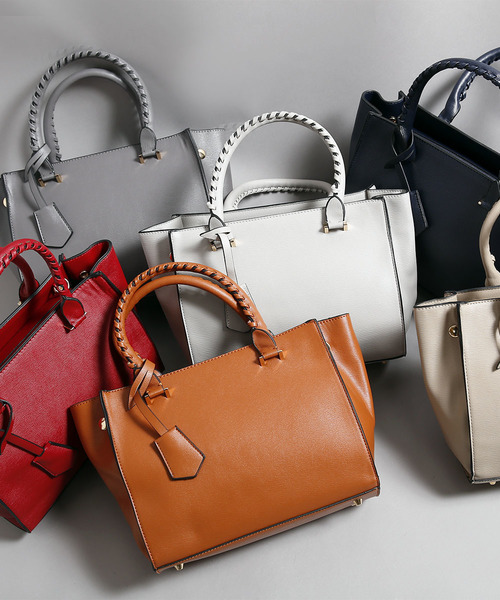 PLAIN CLOTHING(プレーンクロージング)の「フェミニンハンドル2wayバッグ【PLAIN CLOTHING】(トートバッグ・レディース・ブラック/ライトグレー/グレー/ベージュ/ネイビー/レッド/キャメル・FREE)」の18枚目の写真