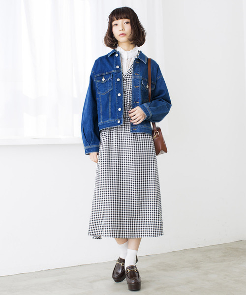 WEGO（ウィゴー）の「WEGO/ボリュームスリーブビッグシルエットデニムジャケット（デニムジャケット・レディース・インディゴブルー/ダークインディゴブルー・MEDIUM/LARGE）」の22枚目の写真