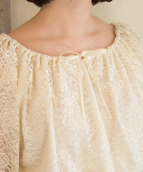 OLIVE des OLIVE（オリーブデオリーブ）の「レースオフショル プルオーバー（Tシャツ/カットソー・レディース・オフホワイト/ピンク/ブラック・FREE）」の6枚目の写真