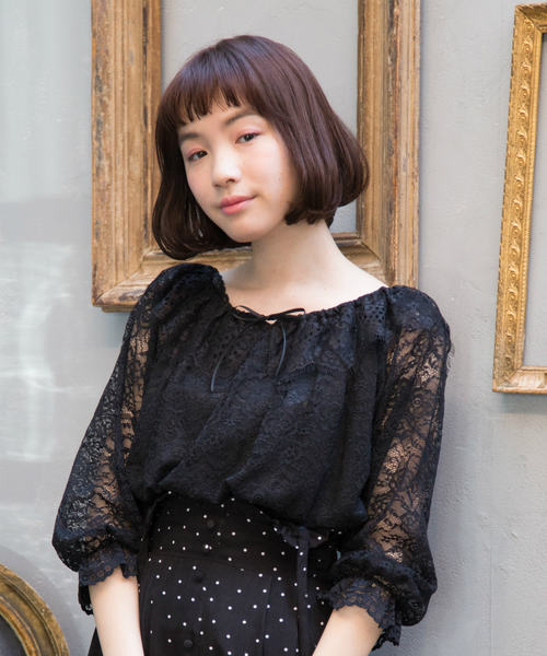 OLIVE des OLIVE（オリーブデオリーブ）の「レースオフショル プルオーバー（Tシャツ/カットソー・レディース・オフホワイト/ピンク/ブラック・FREE）」の10枚目の写真