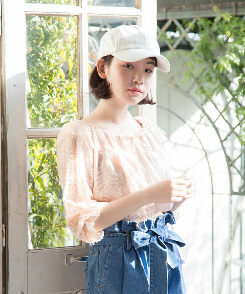 OLIVE des OLIVE（オリーブデオリーブ）の「レースオフショル プルオーバー（Tシャツ/カットソー・レディース・オフホワイト/ピンク/ブラック・FREE）」の11枚目の写真