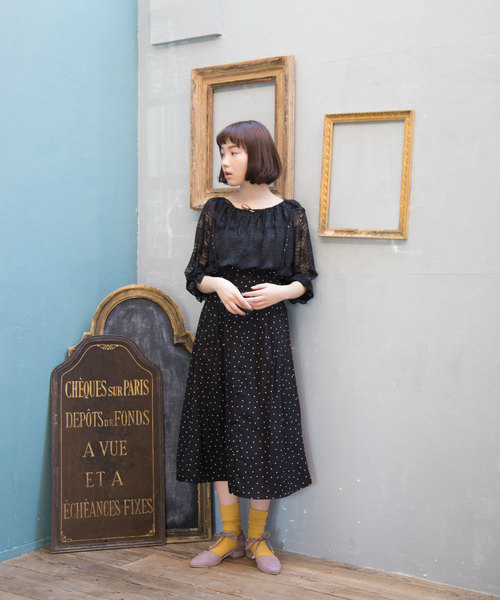 OLIVE des OLIVE（オリーブデオリーブ）の「レースオフショル プルオーバー（Tシャツ/カットソー・レディース・オフホワイト/ピンク/ブラック・FREE）」の15枚目の写真