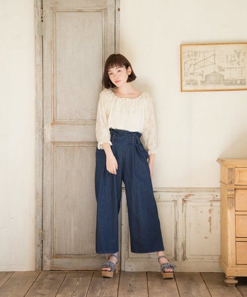 OLIVE des OLIVE（オリーブデオリーブ）の「レースオフショル プルオーバー（Tシャツ/カットソー・レディース・オフホワイト/ピンク/ブラック・FREE）」の18枚目の写真