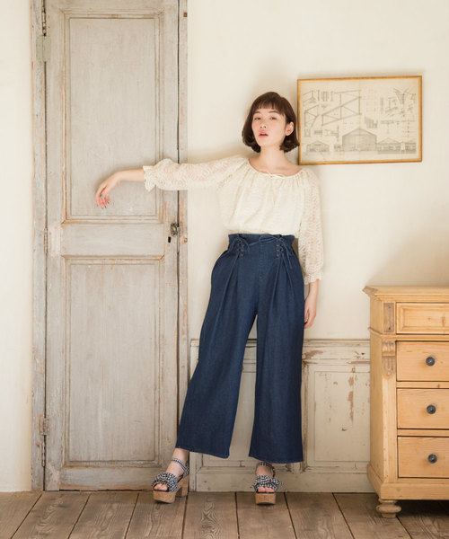 OLIVE des OLIVE（オリーブデオリーブ）の「レースオフショル プルオーバー（Tシャツ/カットソー・レディース・オフホワイト/ピンク/ブラック・FREE）」の19枚目の写真